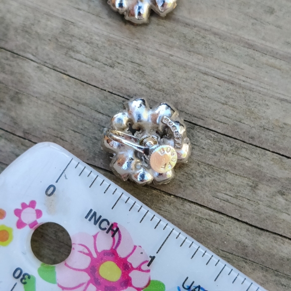 Vintage Bogoff blue and white rhin stone earrings - Picture 8 of 8